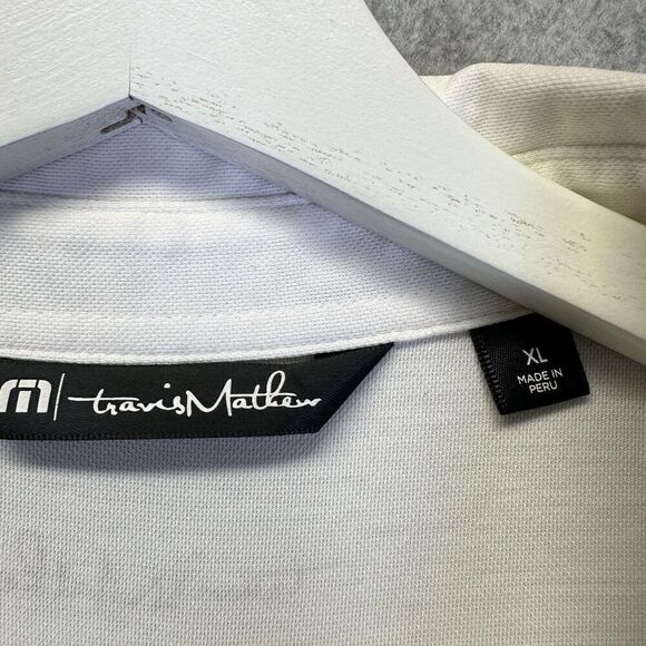 Travis Mathew Men’s Size XL Performance Stretch Polo Shirt White Short Sleeve - Picture 4 of 9